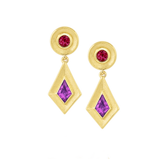 STARDUST KITE DROP EARRINGS - Garnet & Amethyst