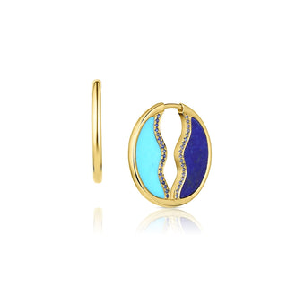 SO WAVY STONE HOOPS - Turquoise & Lapis