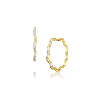 SO WAVY STARDUST HOOPS - Champagne Diamonds