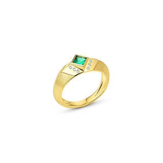 KNIFE EDGE SIGNET RING - Emerald