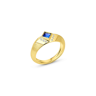 KNIFE EDGE SIGNET RING - Blue Sapphire