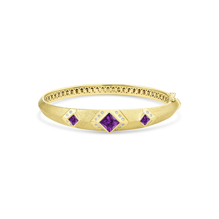 BEZEL KNIFE EDGE CUFF BRACELET Amethyst