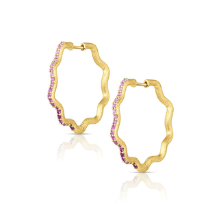 SO WAVY STARDUST HOOPS - Pink Sapphire