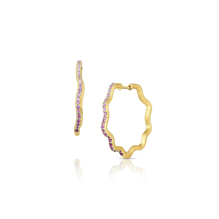 SO WAVY STARDUST HOOPS - Pink Sapphire